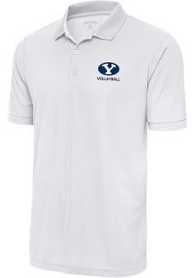 Antigua BYU Cougars White Volleyball Legacy Pique Big and Tall Polo
