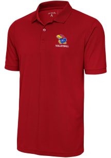 Antigua Kansas Jayhawks Red Volleyball Legacy Pique Big and Tall Polo