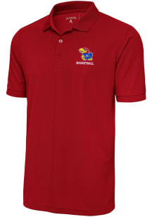 Antigua Kansas Jayhawks Mens Red Basketball Legacy Pique Big and Tall Polos Shirt