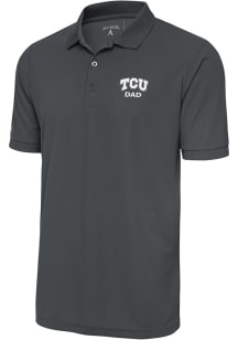 Antigua TCU Horned Frogs Grey Dad Legacy Pique Big and Tall Polo