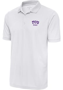 Antigua TCU Horned Frogs White Dad Legacy Pique Big and Tall Polo