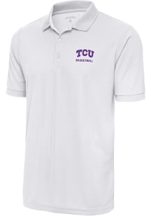 Antigua TCU Horned Frogs White Basketball Legacy Pique Big and Tall Polo
