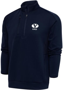 Antigua BYU Cougars Mens Navy Blue Dad Generation Long Sleeve 1/4 Zip Pullover