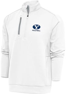 Antigua BYU Cougars Mens White Volleyball Generation Long Sleeve 1/4 Zip Pullover