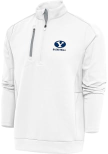 Antigua BYU Cougars Mens White Basketball Generation Long Sleeve 1/4 Zip Pullover