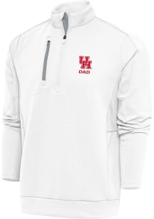 Antigua Houston Cougars Mens White Dad Generation Long Sleeve 1/4 Zip Pullover