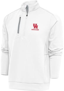Antigua Houston Cougars Mens White Soccer Generation Long Sleeve 1/4 Zip Pullover