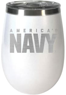 Navy 10 oz Opal Wine Stainless Steel Tumbler - White
