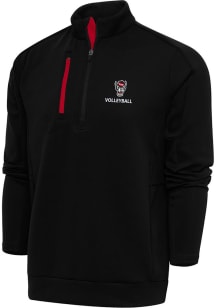 Antigua NC State Wolfpack Mens Black Volleyball Generation Long Sleeve 1/4 Zip Pullover