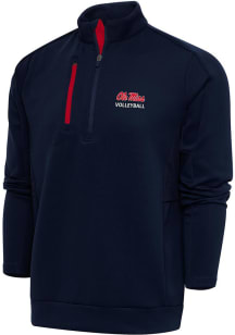 Antigua Ole Miss Rebels Mens Navy Blue Volleyball Generation Long Sleeve 1/4 Zip Pullover