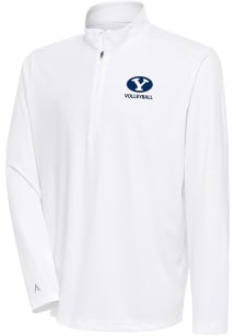 Antigua BYU Cougars Mens White Volleyball Tribute Long Sleeve 1/4 Zip Pullover