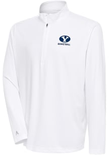 Antigua BYU Cougars Mens White Basketball Tribute Long Sleeve 1/4 Zip Pullover