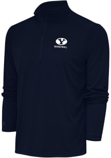 Antigua BYU Cougars Mens Navy Blue Basketball Tribute Long Sleeve 1/4 Zip Pullover