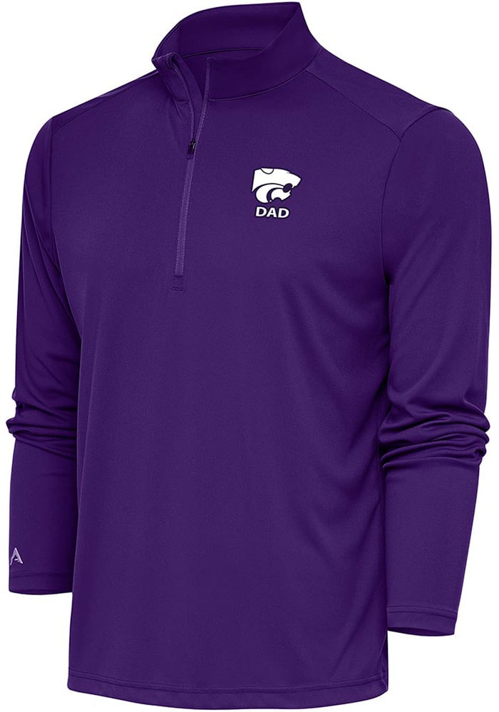 Antigua K-State Wildcats Mens Purple Dad Tribute Long Sleeve 1/4 Zip Pullover