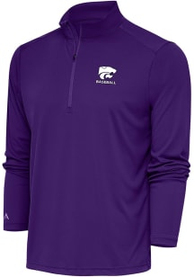 Antigua K-State Wildcats Mens Purple Baseball Tribute Long Sleeve 1/4 Zip Pullover