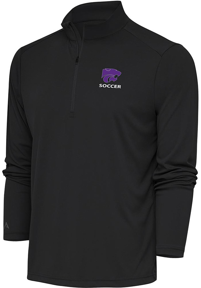 Antigua K-State Wildcats Mens Grey Soccer Tribute Long Sleeve 1/4 Zip Pullover