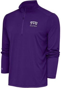 Antigua TCU Horned Frogs Mens Purple Volleyball Tribute Long Sleeve 1/4 Zip Pullover