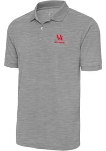 Antigua Houston Cougars Mens Grey Alumni Legacy Pique Short Sleeve Polo