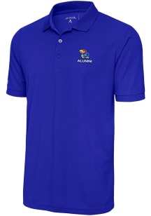 Antigua Kansas Jayhawks Mens Blue Alumni Legacy Pique Short Sleeve Polo