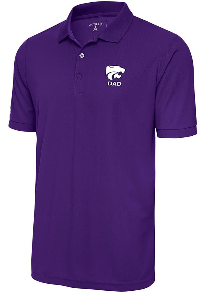 Antigua K-State Wildcats Mens Purple Dad Legacy Pique Short Sleeve Polo