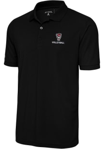 Antigua NC State Wolfpack Mens Black Volleyball Legacy Pique Short Sleeve Polo