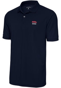 Antigua Ole Miss Rebels Mens Navy Blue Dad Legacy Pique Short Sleeve Polo