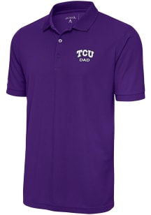 Antigua TCU Horned Frogs Mens Purple Dad Legacy Pique Short Sleeve Polo