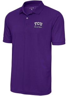 Antigua TCU Horned Frogs Mens Purple Volleyball Legacy Pique Short Sleeve Polo