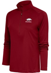 Antigua Arkansas Womens Red Volleyball Tribute 1/4 Zip Pullover