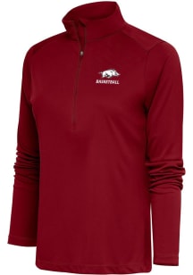 Antigua Arkansas Womens Red Basketball Tribute 1/4 Zip Pullover