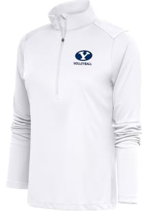 Antigua BYU Cougars Womens White Volleyball Tribute 1/4 Zip Pullover