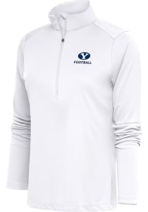 Antigua BYU Cougars Womens White Football Tribute 1/4 Zip Pullover
