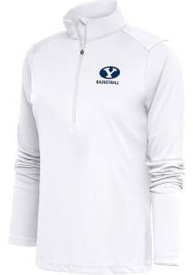 Antigua BYU Cougars Womens White Basketball Tribute 1/4 Zip Pullover