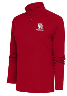 Antigua Houston Womens Red Volleyball Tribute 1/4 Zip Pullover