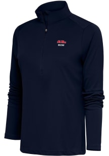 Antigua Ole Miss Womens Navy Blue Mom Tribute 1/4 Zip Pullover