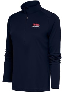 Antigua Ole Miss Womens Navy Blue Football Tribute 1/4 Zip Pullover