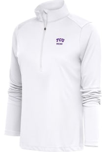 Antigua TCU Horned Frogs Womens White Mom Tribute 1/4 Zip Pullover