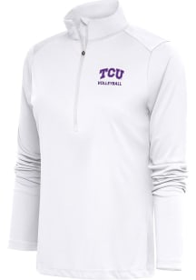 Antigua Horned Frogs Womens White Volleyball Tribute 1/4 Zip Pullover
