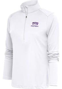 Antigua Horned Frogs Womens White Football Tribute 1/4 Zip Pullover