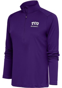 Antigua TCU Horned Frogs Womens Purple Baseball Tribute 1/4 Zip Pullover