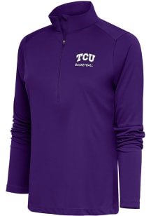 Antigua Horned Frogs Womens Purple Basketball Tribute 1/4 Zip Pullover