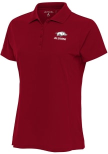 Antigua Arkansas Razorbacks Womens Red Alumni Legacy Pique Short Sleeve Polo Shirt
