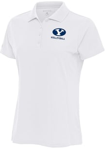 Antigua BYU Cougars Womens White Volleyball Legacy Pique Short Sleeve Polo Shirt