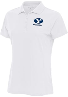 Antigua BYU Cougars Womens White Baseball Legacy Pique Short Sleeve Polo Shirt