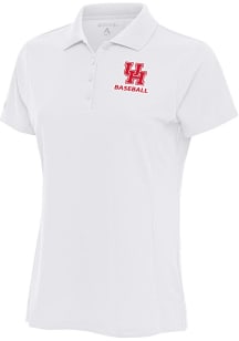 Antigua Houston Cougars Womens White Baseball Legacy Pique Short Sleeve Polo Shirt
