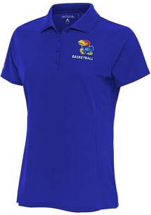 Antigua Kansas Jayhawks Womens Blue Basketball Legacy Pique Short Sleeve Polo Shirt