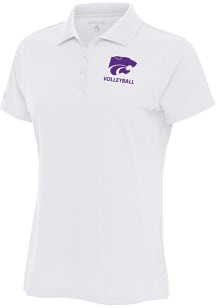 Antigua K-State Wildcats Womens White Volleyball Legacy Pique Short Sleeve Polo Shirt