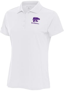Antigua K-State Wildcats Womens White Baseball Legacy Pique Short Sleeve Polo Shirt