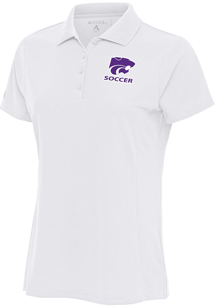Antigua K-State Wildcats Womens White Soccer Legacy Pique Short Sleeve Polo Shirt