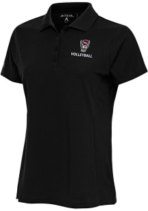 Antigua NC State Wolfpack Womens Black Volleyball Legacy Pique Short Sleeve Polo Shirt
